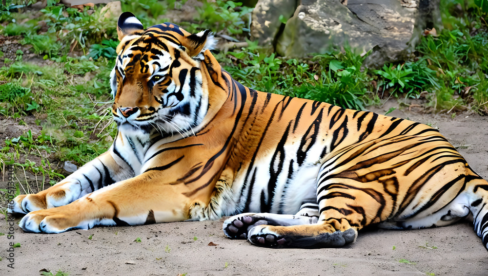 Fototapeta premium tiger in the wild, wild, bengal, nature, AI generated