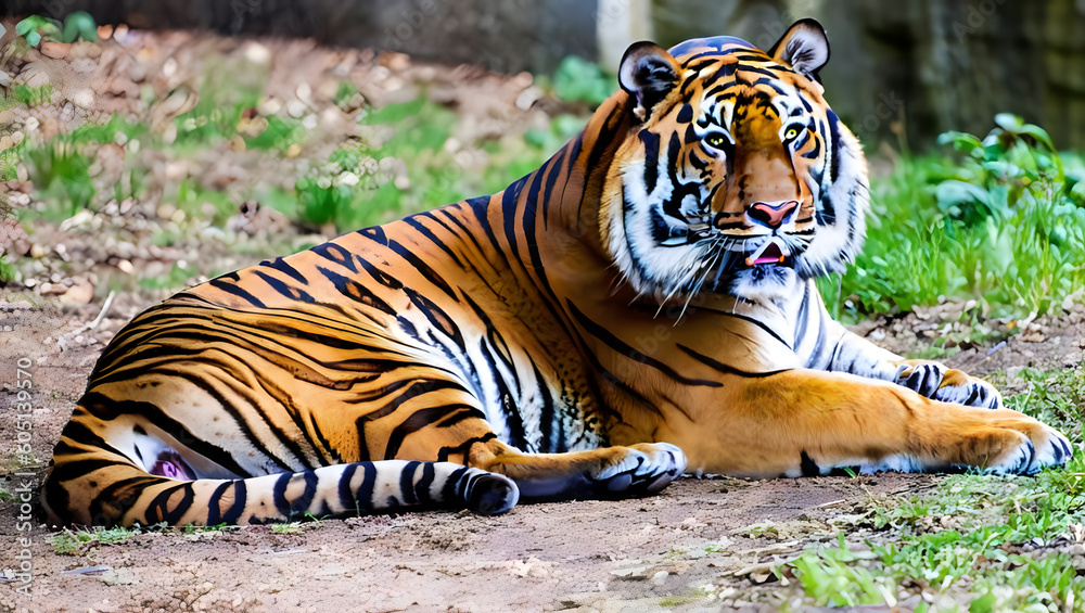 Fototapeta premium tiger in the jungle, feline, wildlife, wild, mammal, AI generated