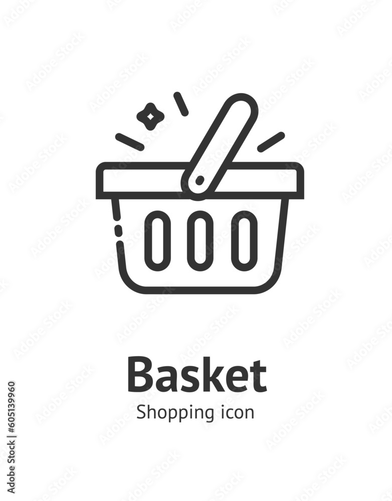 Shopping Basket Sign Thin Line Icon Emblem Concept Element for Grocery and Online Shop. Vector illustration Shopping Basket Sign Thin Line Icon Emblem Concept Element for Grocery and Online Shop. Vector illustration