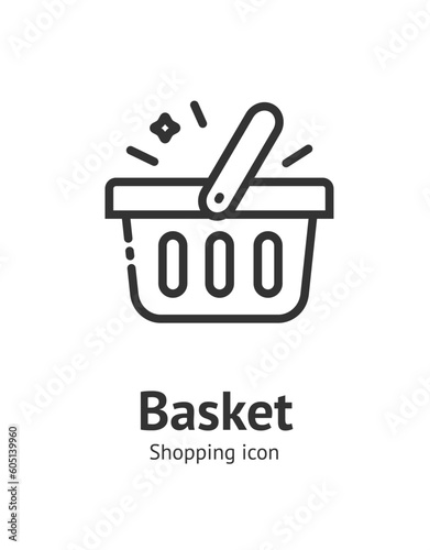 Shopping Basket Sign Thin Line Icon Emblem Concept Element for Grocery and Online Shop. Vector illustration