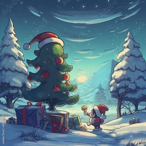 santa claus and christmas tree