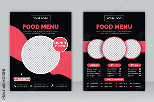 restaurant menu, Fast Food Flyer Design Template cooking, cafe and food ordering, junk food. Vector illustration for banner, poster, flyer, cover, menu, brochure