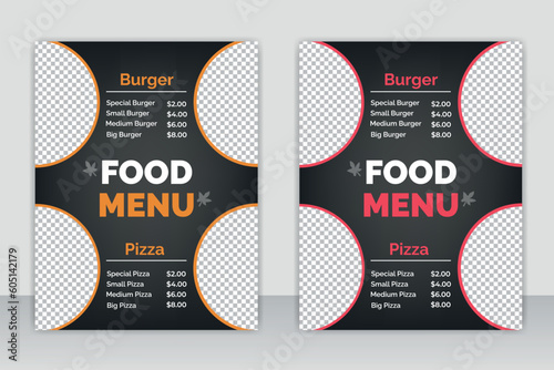restaurant menu, Fast Food Flyer Design Template cooking, cafe and food ordering, junk food. Vector illustration for banner, poster, flyer, cover, menu, brochure