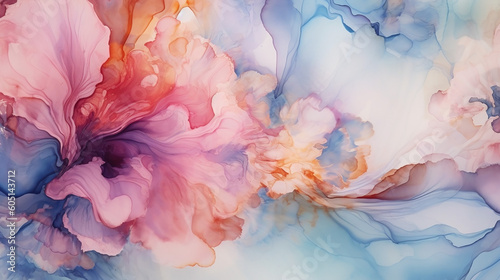 Alcohol ink abstract background fluid painting flower. 