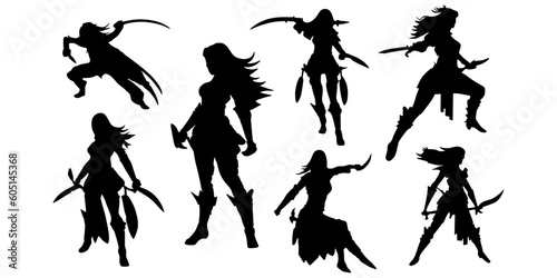 female warrior silhouettes