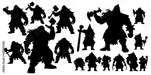 dwarf warrior silhouettes