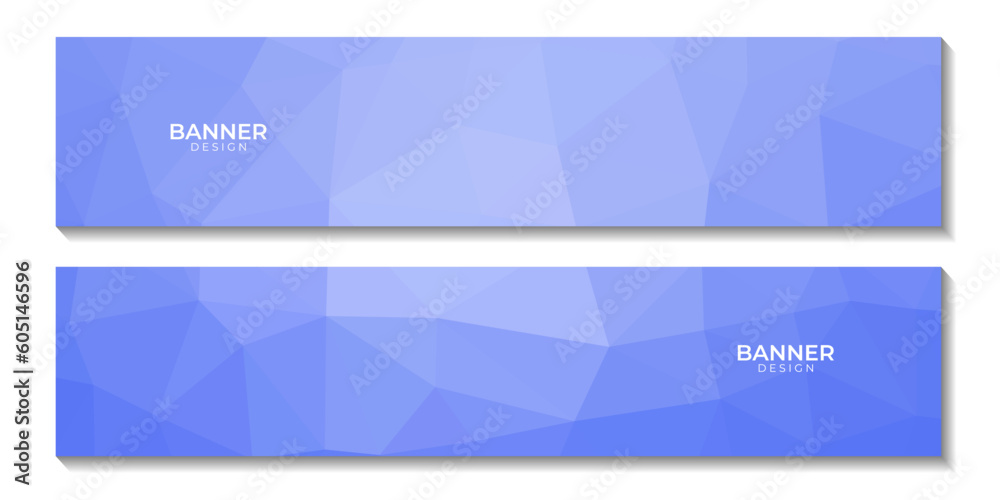 set of social media banners with abstract blue geometric background with triangles for business