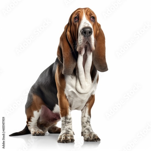dog, animal, hound, pet, beagle, puppy, basset, cute, canine, white, basset hound, breed, brown, isolated, studio, mammal, sitting, ears, adorable, young, pup, portrait, pedigree, doggy, sad © Enzo