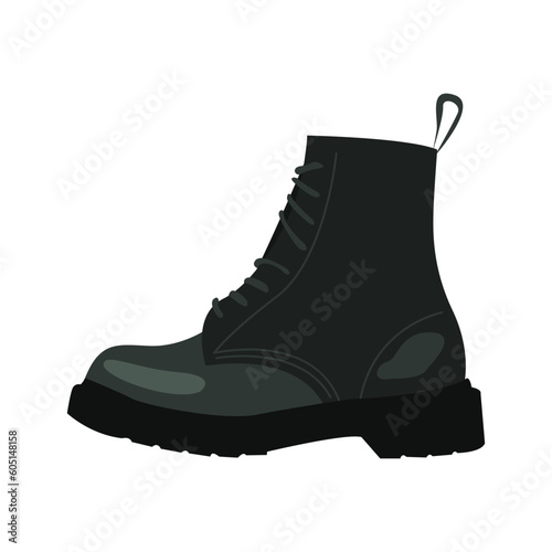 Martens boots illustration in color cartoon style. Editable vector graphic design.