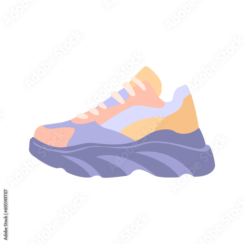 Platform sneakers illustration in color cartoon style. Editable vector graphic design.