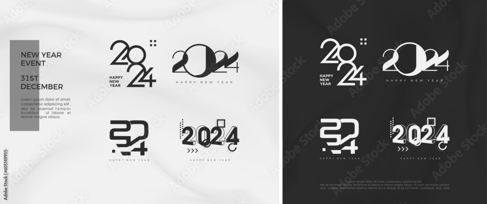 Set of new year 2024 vector numbers. Unique numbers and various shapes ...