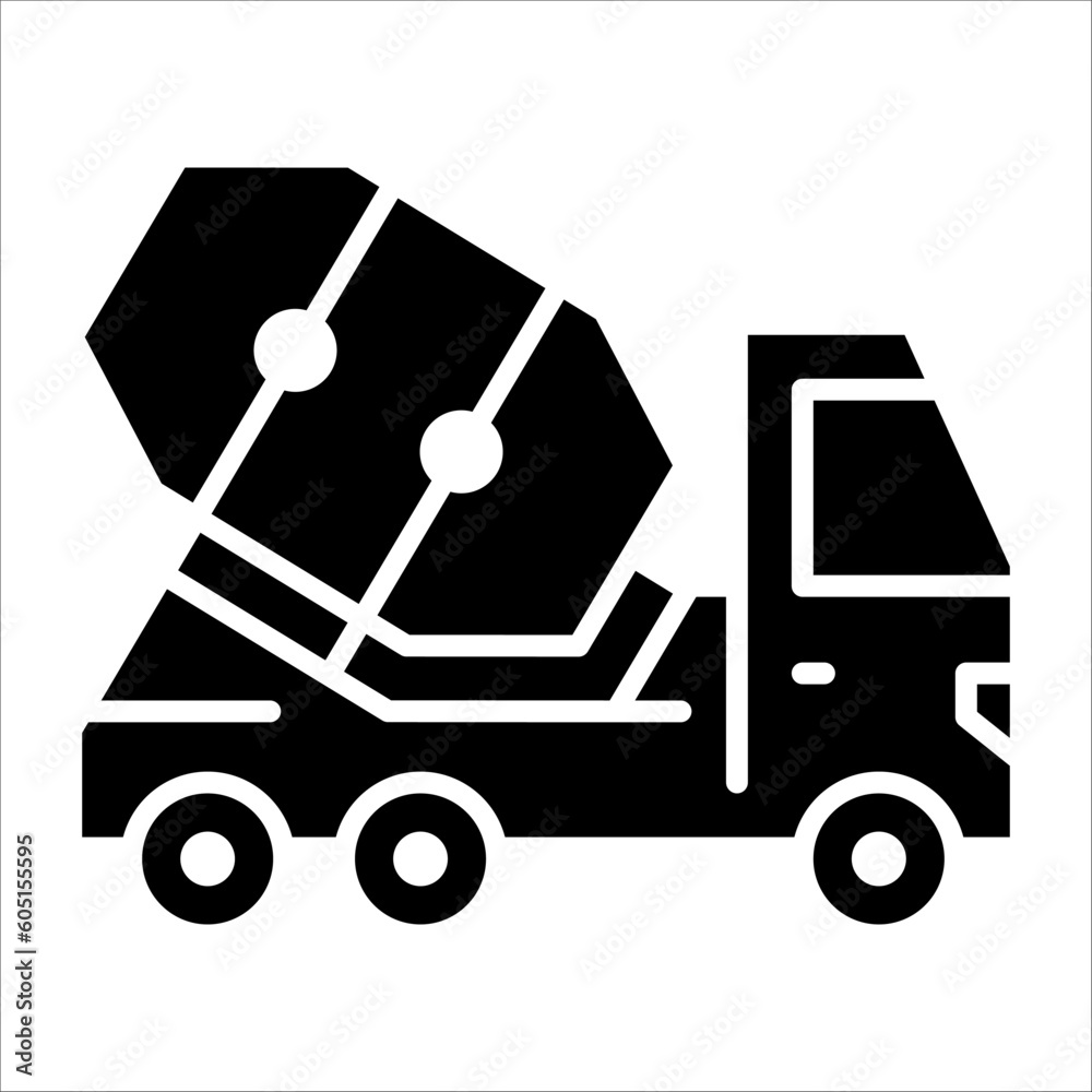 Solid vector icon for concrete mixer which can be used various design projects. Solid vector icon for concrete mixer which can be used various design projects.
