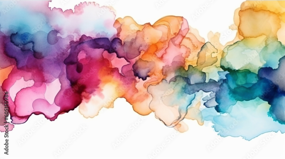 Beautiful wedding watercolor alcohol ink template on white background. Generative AI