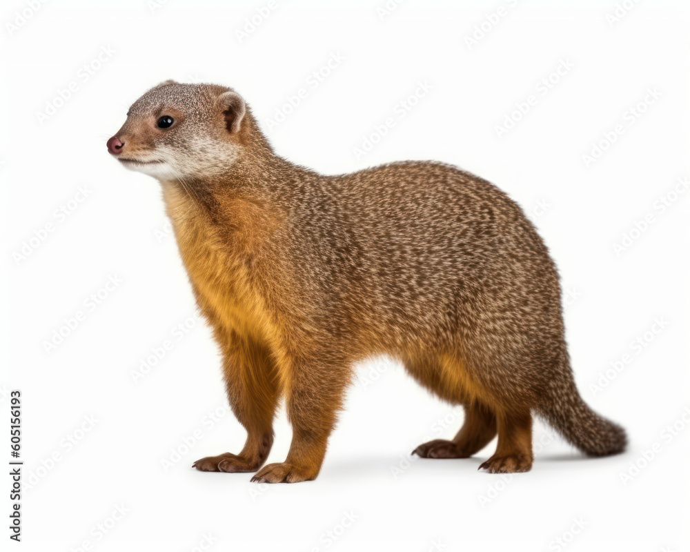 Fototapeta premium photo of mongoose isolated on white background. Generative AI
