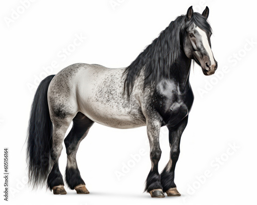 photo of Morgan stallion isolated on white background. Generative AI © Bartek
