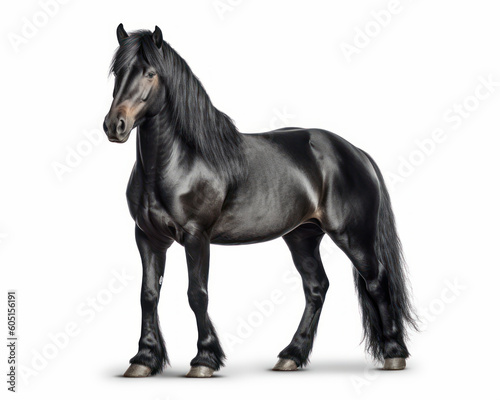 photo of Morgan stallion isolated on white background. Generative AI