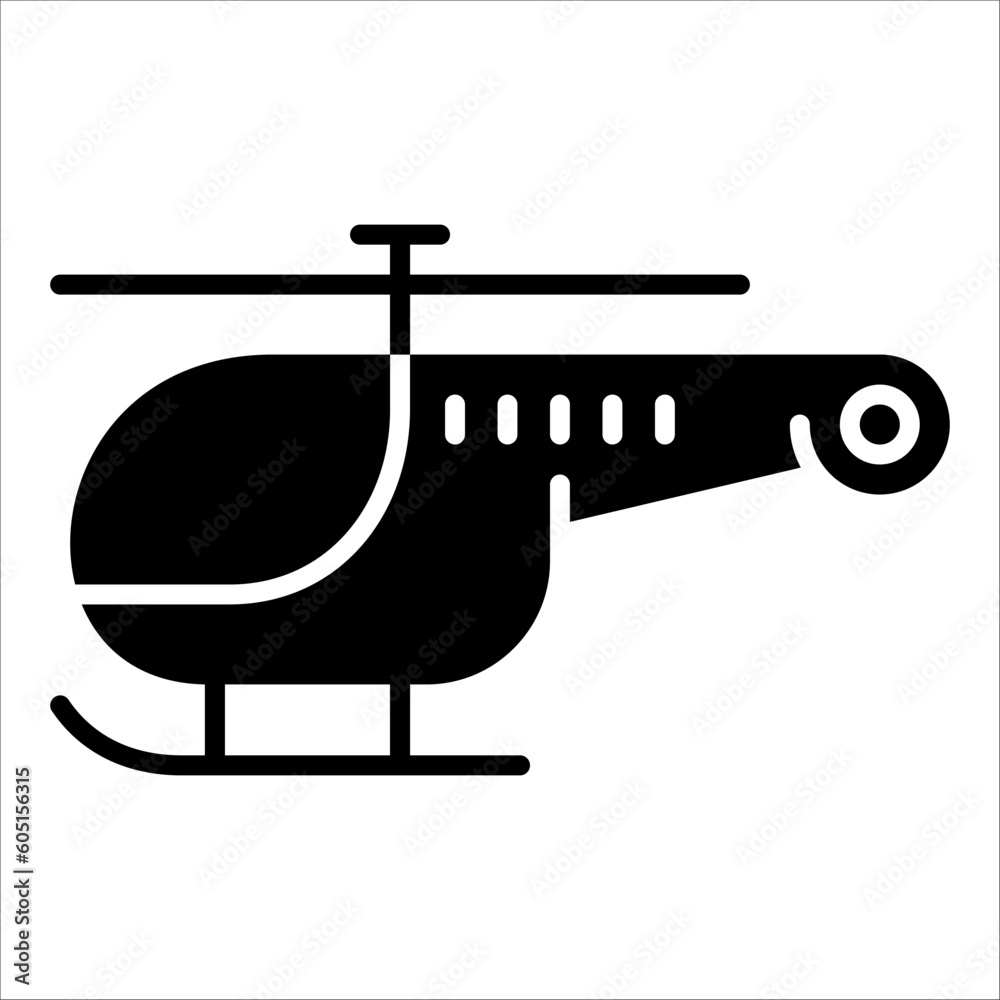 Solid vector icon for helicopter which can be used various design projects.