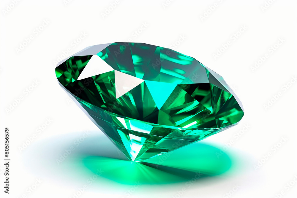 Fototapeta premium green diamond on white background created with Generative Ai technology