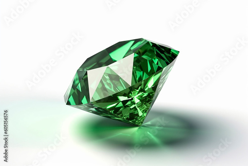 green diamond on white background created with Generative Ai technology