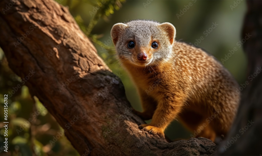photo of mongoose in its natural habitat. Generative AI photo of mongoose in its natural habitat. Generative AI