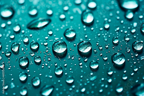 rain drops on the blue background created with Generative Ai technology