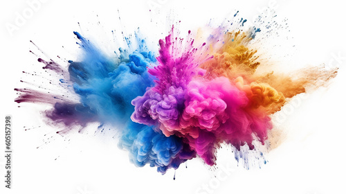 colored powder explosion on a white background. 