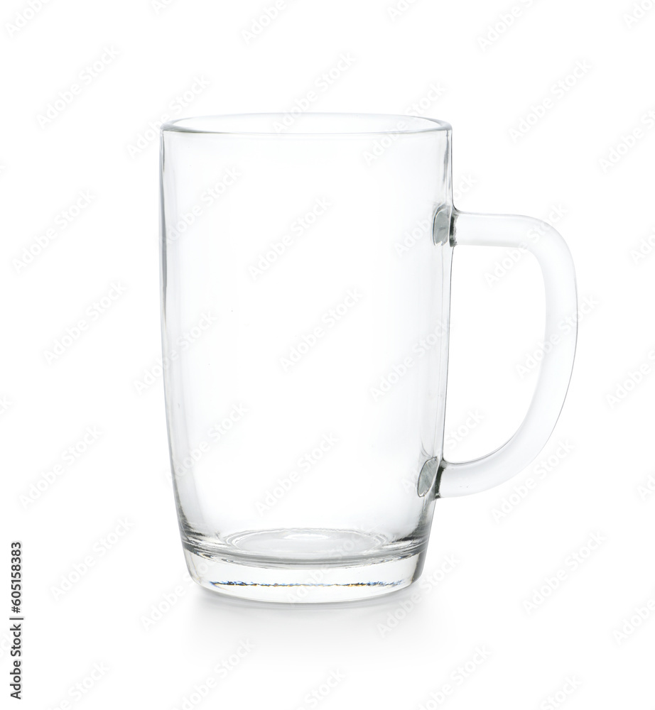Empty glass mug isolated on white background. Clipping path. Empty glass mug isolated on white background. Clipping path.