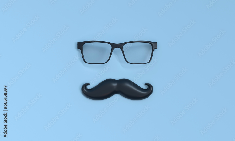 Happy Fathers Day, mustache and glasses on blue background. Happy Fathers Day, mustache and glasses on blue background.