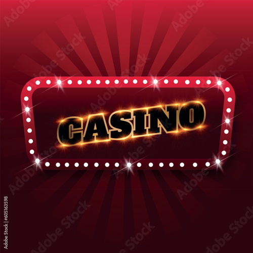 Casino. Golden inscription Casino with light bulbs. Vector clipart.