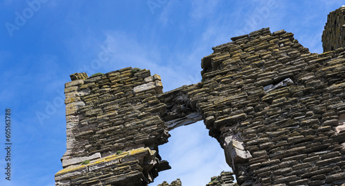 Ruin of Castle Sinclair Girnigoe. Wick. Scotland . Nose Head. Northsea coast.  photo