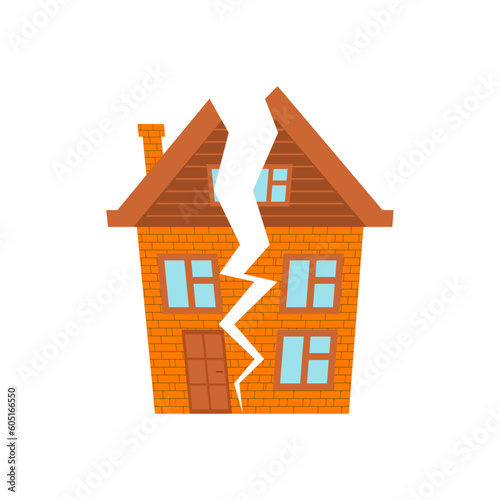 Split at home. house collapsed. Vector illustration