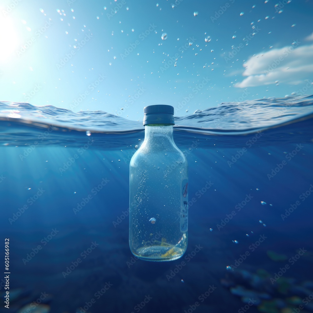 bottle, water, underwater, ocean, plastic bag, plastic, ocean ...