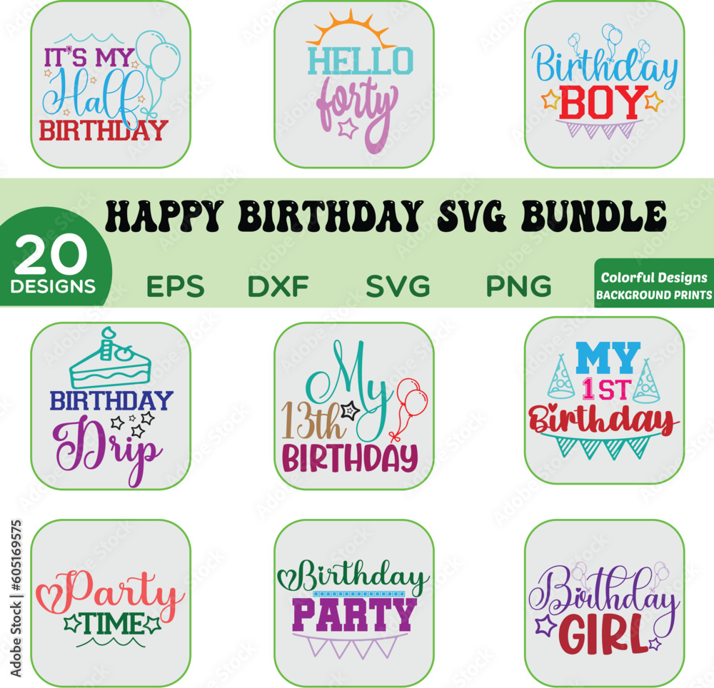 happy birthday svg bundle 