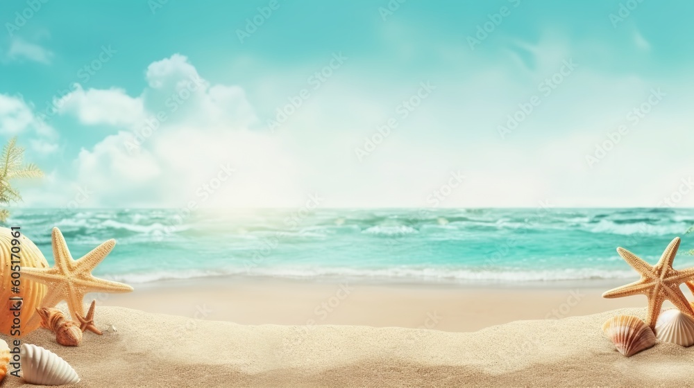 Beach Themed Background with Empty Copy Space for Your Message