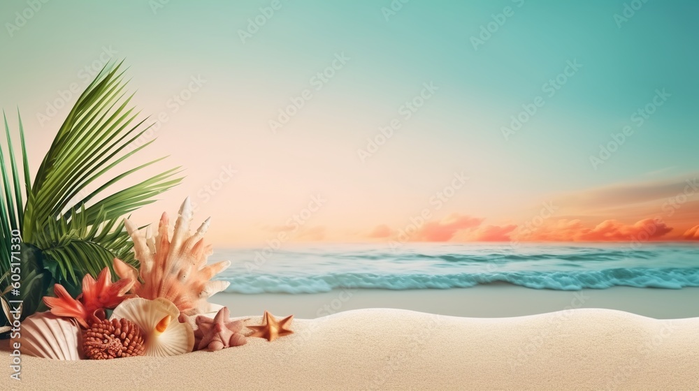 Beach Themed Background with Empty Copy Space for Your Message