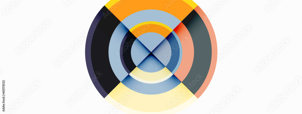 Obraz premium Circles with shadows trendy minimal geometric composition abstract background