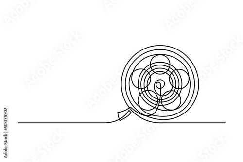 Continuous one line drawing cinema film strip. Vintage cinema element isolated on a white background. Vector illustration