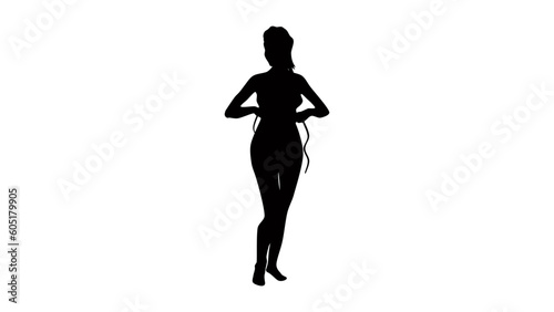woman measuring her waist
