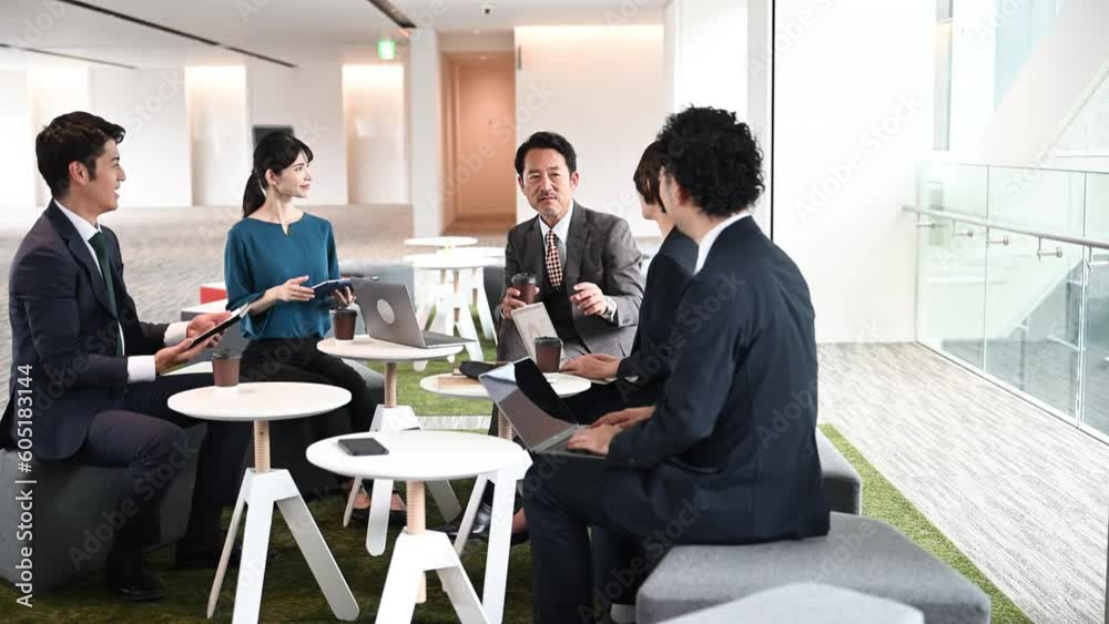 Business scene of a president or responsible person talking to his subordinates in a company in an office building Executives human resources style video Sitting in a chair Business scene of a president or responsible person talking to his subordinates in a company in an office building Executives human resources style video Sitting in a chair
