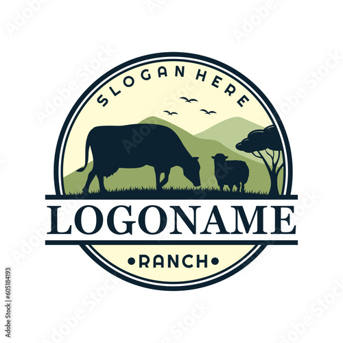 Farm and ranch logo template, agriculture logo design