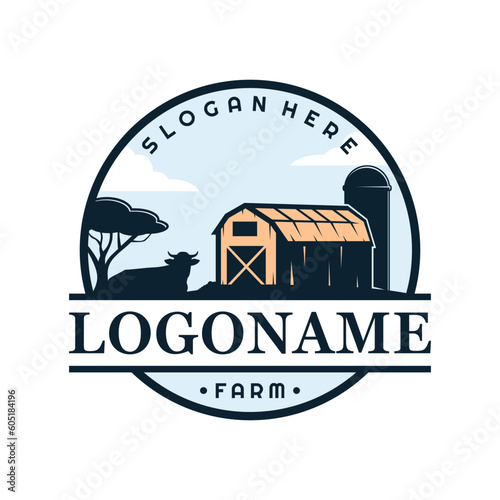 Farm and ranch logo template, agriculture logo design