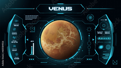 The Solar System Planet Venus and its Characteristics vector illustration