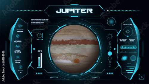 The Solar System Planet Jupiter and its characteristics vector illustration