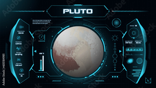 The Solar System Planet Pluto and its Characteristics vector illustration