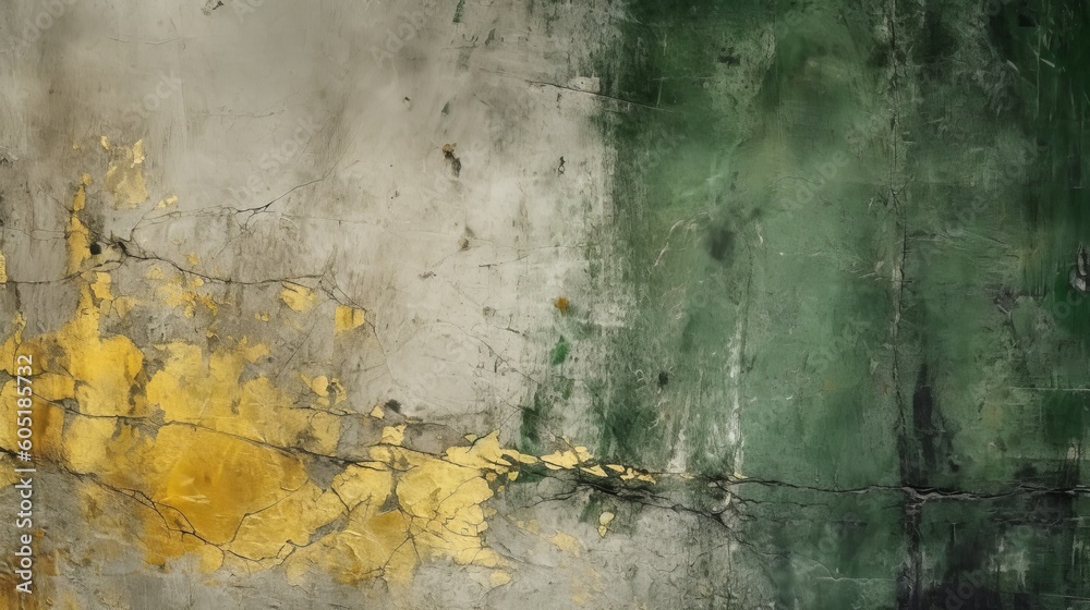Obraz premium art abstract grunge dust textured monochrome background in shades of green and old gold colors generative ai
