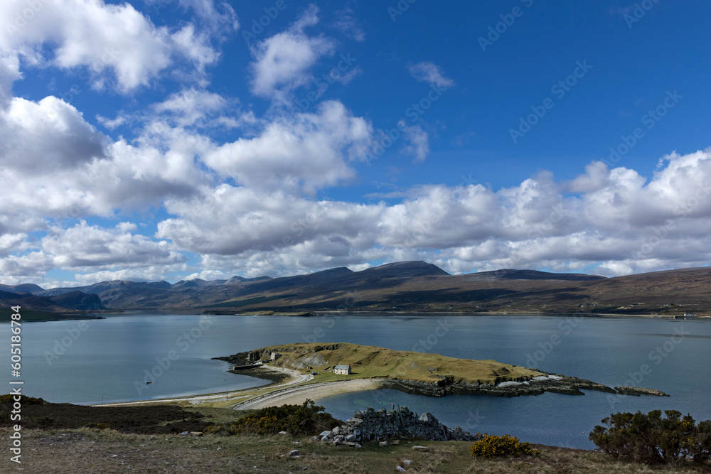 Scottish Highlands. Durness Scotland. Mountains. Clouds and coast.