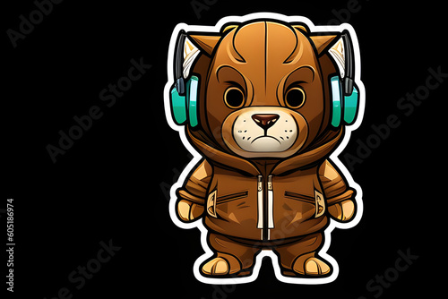 cartoon hip-hop animal character as a cutout sticker  ai-generated illustration