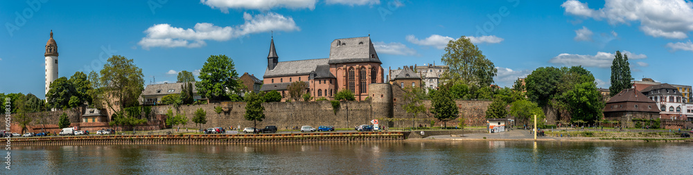 Historic old town of Frankfurt Hoechst on the Main river bank