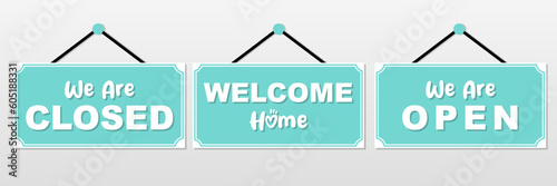 we are open we are closed printable board signs shop window and door hanging tag for business collection