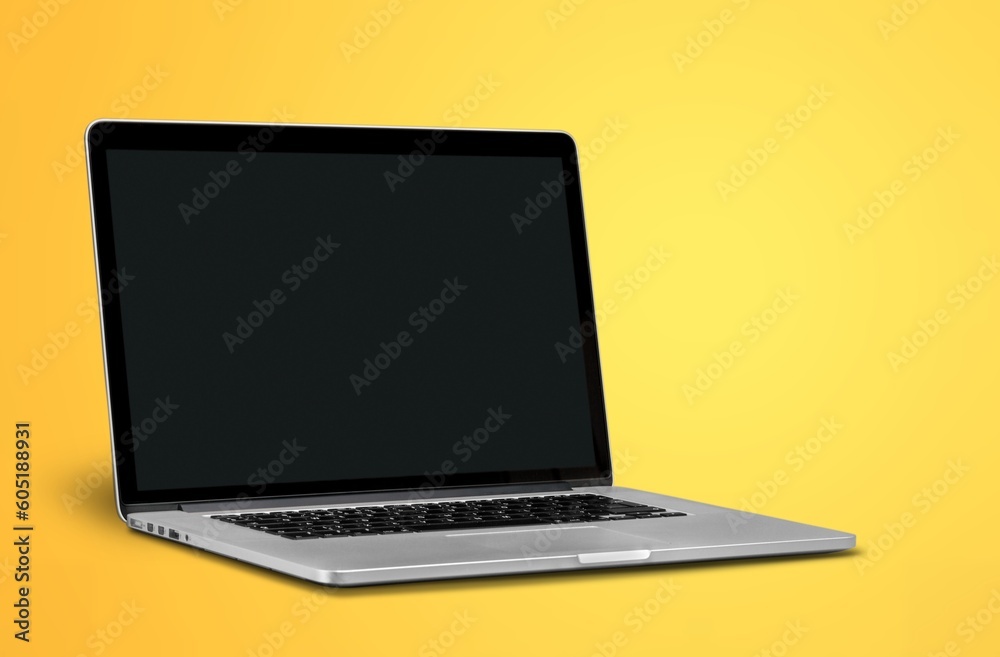 Modern laptop computer with a blank screen Modern laptop computer with a blank screen
